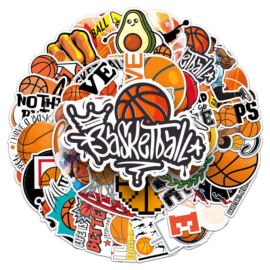 50Pcs Cartoon Basketball Sports Stickers Graffiti Ipad Car Guitar Diy Personalized Wall Sticker Toys Decoration