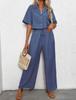 Elegant Plain Color Twopiece Suit With Splicing Design For Women Casual Office Wear