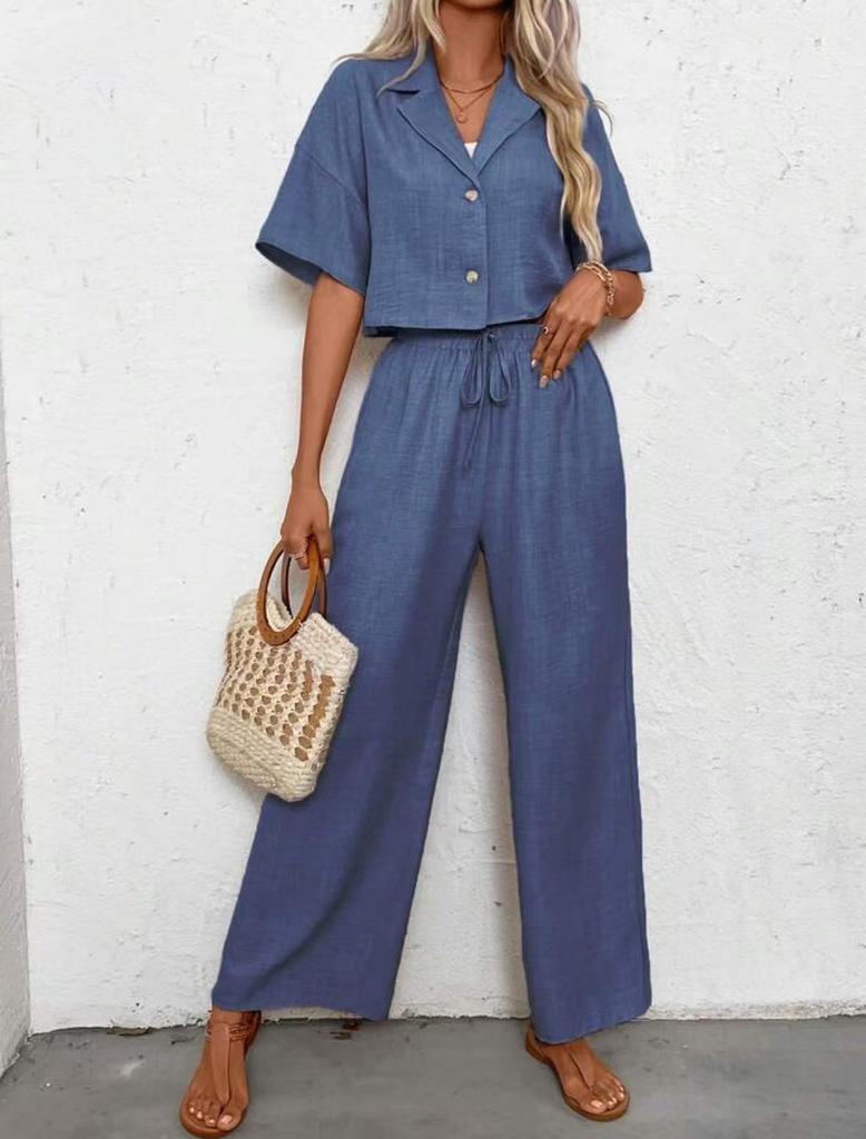 Elegant Plain Color Twopiece Suit With Splicing Design For Women Casual Office Wear