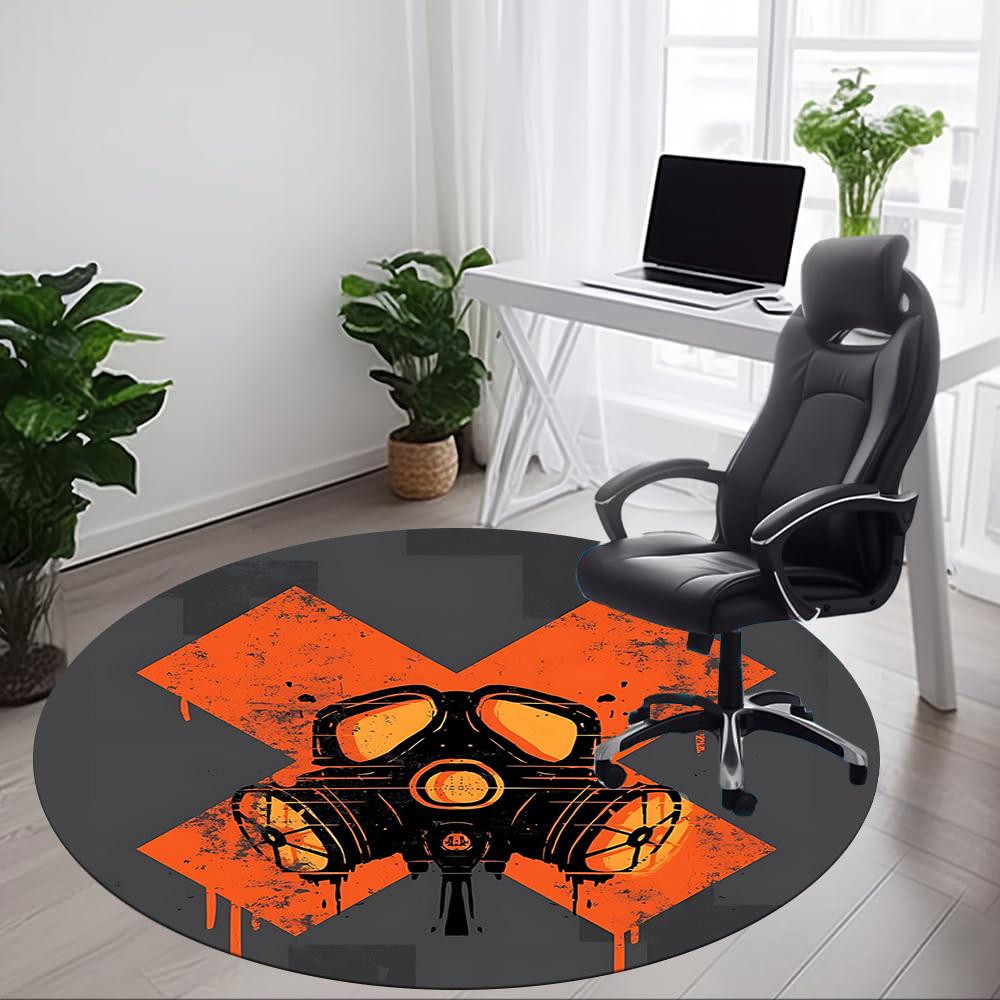 1pc Radiation Mask Office Round Area Rug, Indoor Mat Suitable For Office, Under Office Chairs Bedroom Living Room Home Decor, Room Deco