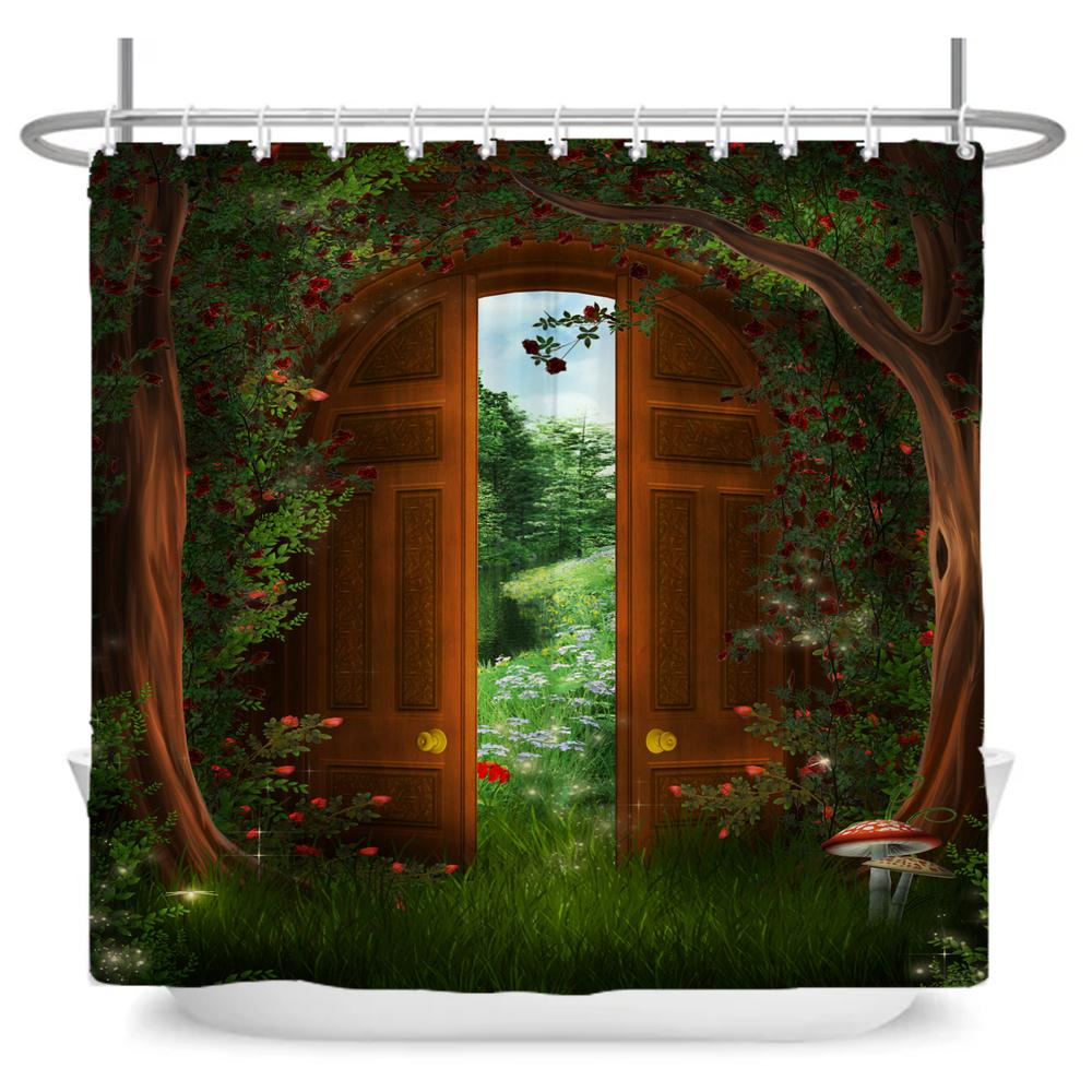 Fairy Tale Forest Waterproof Shower Curtain for Bathroom Cartoon Baby Decoration Bath Curtain Polyester Fabric with hooks