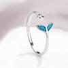 Buyee 925 Sterling Silver Sweet Ring Finger Blue Mermaid Simple Ring for Woman Girl Excellent Fashion Party Jewelry Circle