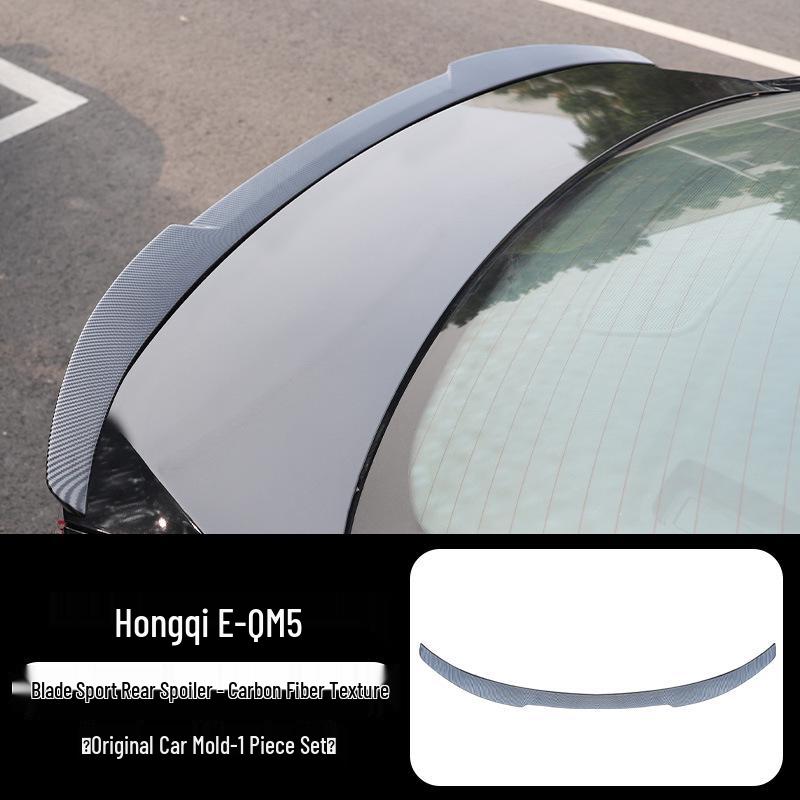 Hongqi E-QM5 Carbon Fiber Rear Spoiler: No-Drill Tail Wing Blade