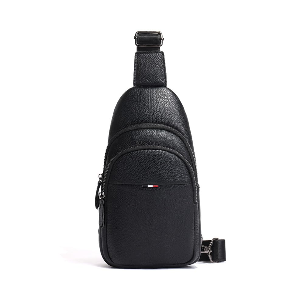 Whatna Natural Cowhide Leather Crossbody Chest Genuine Leather 612 Crocodile-Embossed One-Shoulder Men's Bag, Bag, Bag, Reversible, Leather, Thick,