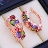 FEEYOO Clip Earrings Rose Gold Color Fashion Earring For Women Cubic Zirconia Stud Earrings Jewelry