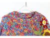 Colorful Retro Crochet Pullover: Long-Sleeved Crewneck Sweater for Autumn/Winter