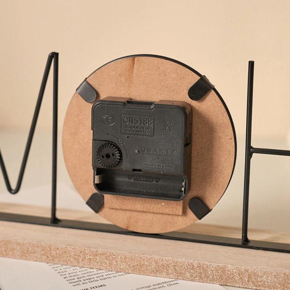 Minimalist Iron Craft Clock Creative Wood Retro Clock Simple European Desk Clock  Office Decor