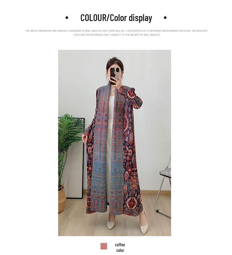 Women's Long Pleated Tie-Waist Evening Robe - 2024 Autumn/Winter Middle Eastern Dubai Style