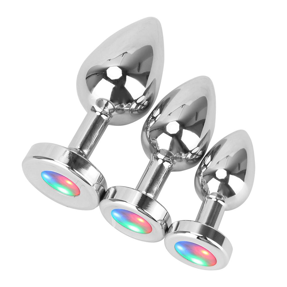 Small Medium Large Set Luminous Metal Anal Beads Butt Plug