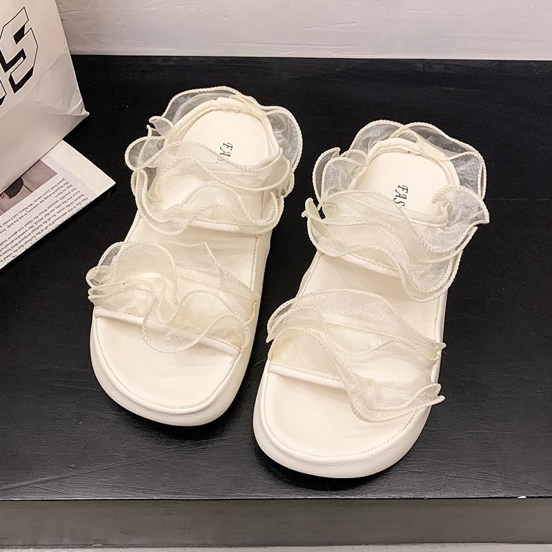 Square Toe Women Slippers Lace Casual Shoes Woman Platform Flat Sandals Summer 2025 Brand Comfort Shallow Sandalias De Mujer