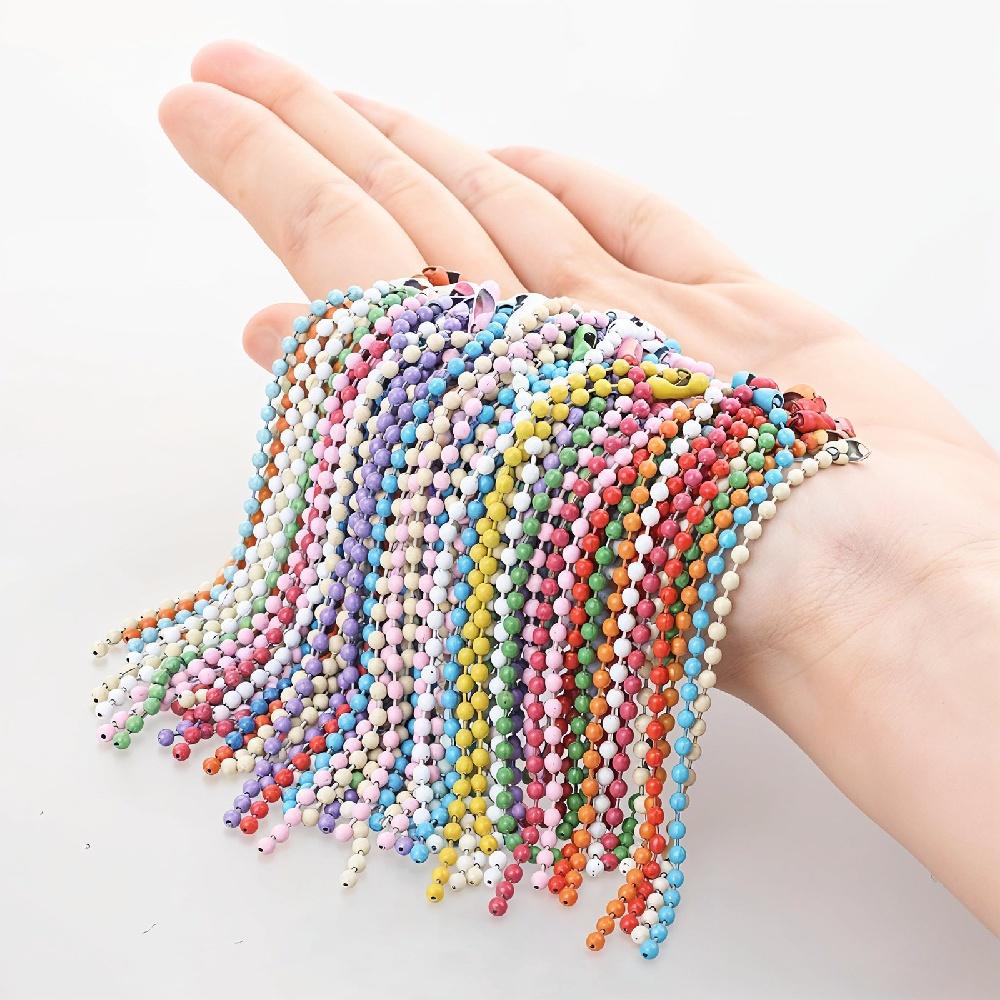 Colorful Ball Bead Connector Chain 20/12cm Fits KeyRing Key Iron Chain Dolls Label DIY Jewelry Making Toy Hanging Chain