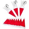 10pcs Christmas Cutlery Holder Bags Knife Fork Pocket Cover Tableware Set Bag 2025 Christmas Decoration For Home 2025 Noel Xmas