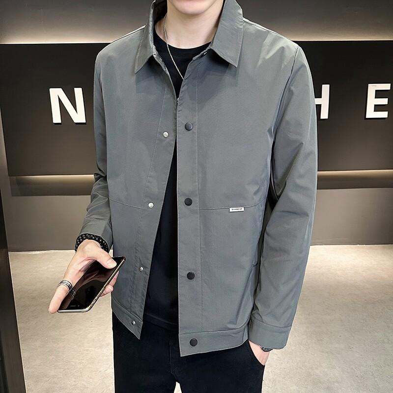 New Men's Handsome Jacket Jacket Lapel Autumn Coat Simple Spring and Autumn Korean Version Versatile Casual Top