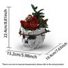 MOC Skull Roses Bouquet BricksSkeleton Flowers Plant Pot Blocks Horror Gothic Home Decor Bricks Toys for Adult DIY Gift