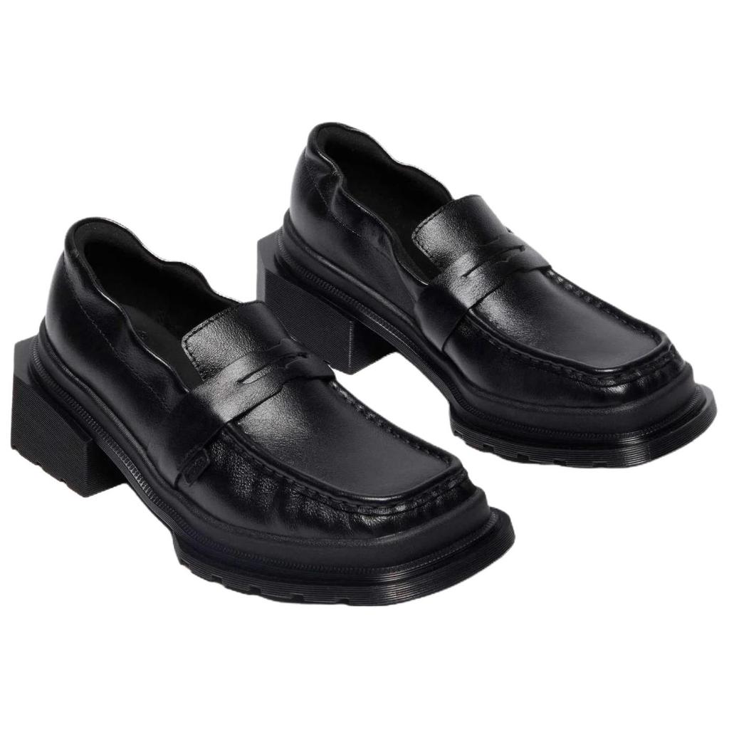 Dr. Martens Maybole Leather Comfortable Square-Toe Loafers 4.4cm Unisex Loafers Black 42063001