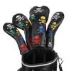 4Pcs PU Leather Golfs Club Head Cover Golfs Driver Headcover Skull Pattern Fairway Wood Headcover Hybrid Head Cover