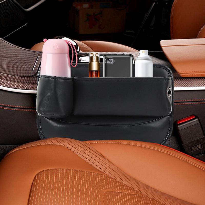 Seat Crevice Organizer Storage Box Crevice Filler Seat Crevice Car Console Organizer Leather Storage Organizer Cup Holder Car