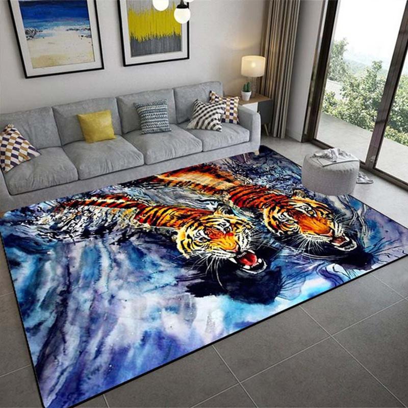 3D Animal Tiger Carpet Living Room Carpet Tea Table Sofa Floor Mat Living Room Hallway Rugs Bathroom Bath Non Slip Door Mats