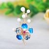 Blucome Enamel Pink Flowers Plant Brooches Simulated Rhinestone Cherry Blossoms Wedding Brooch Pins