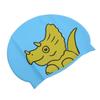 Cartoon Animal Kids Silicone Swimming Cap 3D Ear Protection Swim Cap for Short Long Hair Boys GirlsBlue Dinosaur