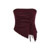 European and American Women's Clothing, Summer 2025, New Style, Drawstring Slit, Irregular, Waffle, Slim Fit Strapless, Vest Top