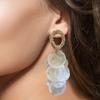 1 Pair Women Drop Earrings Round Shell Tassel Decor Long Earrings Female Stud Earrings Dating Banquet Dance Party Accessories
