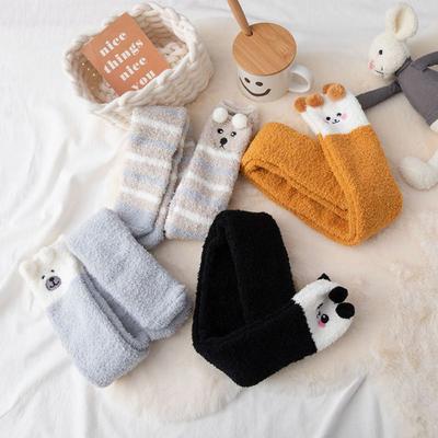 Coral Fleece Socks Winter Knee Lengthening Stockings Floor Socks Bear Women's Socks Autumn Winter Thick Snow Socks Sleep Sock