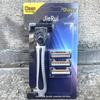 Jierui Men's Manual Shaver Set: Stainless Steel Handle with 4 Three-Layer Razor Blades.