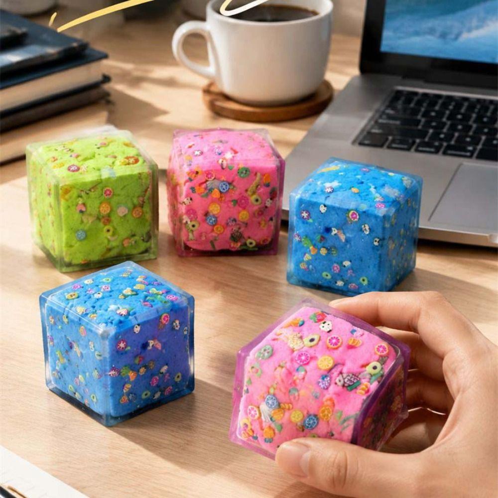 4.4/5.5cm Crunchy Squeezed Cube Building Blocks TPR Fidget Toy Handmade Ball Home Decoration