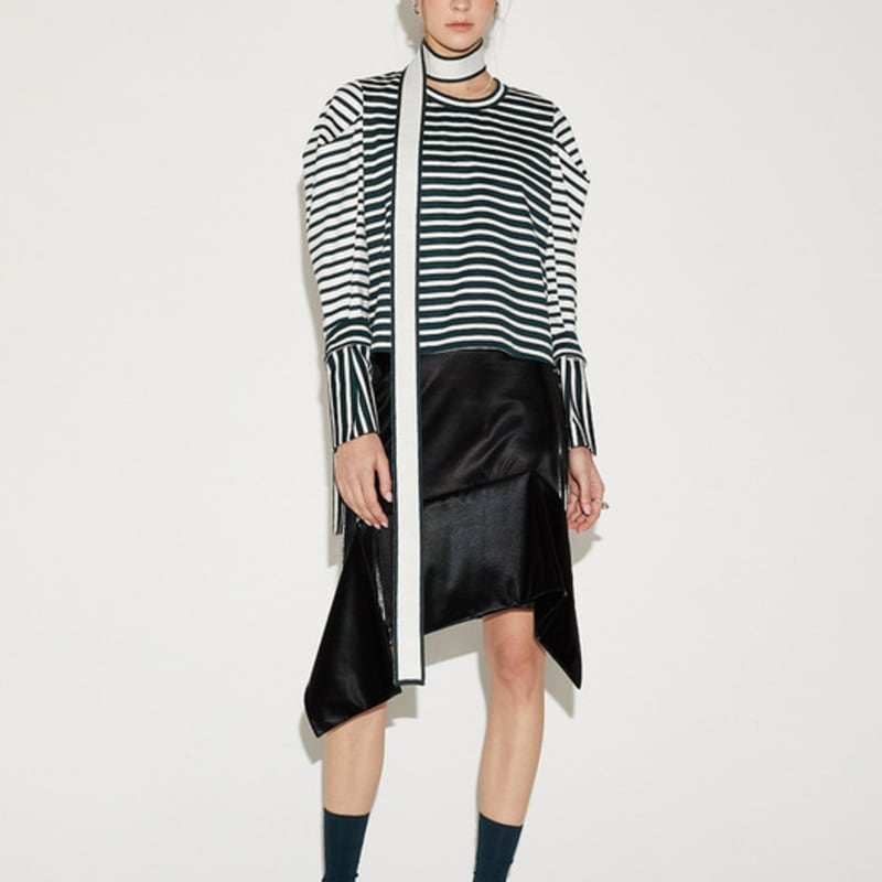 LE YIEL Color Block Knit Muffler_Green