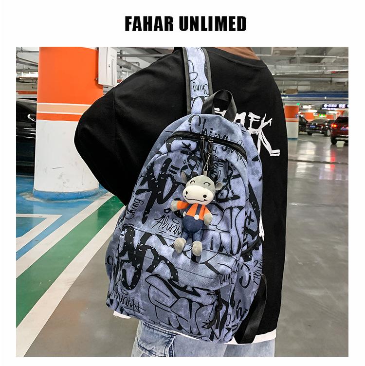 Trendy skolesekk for studenter: Herre- og jente-juniorhøyskole, videregående skole, college-lerretsryggsekk