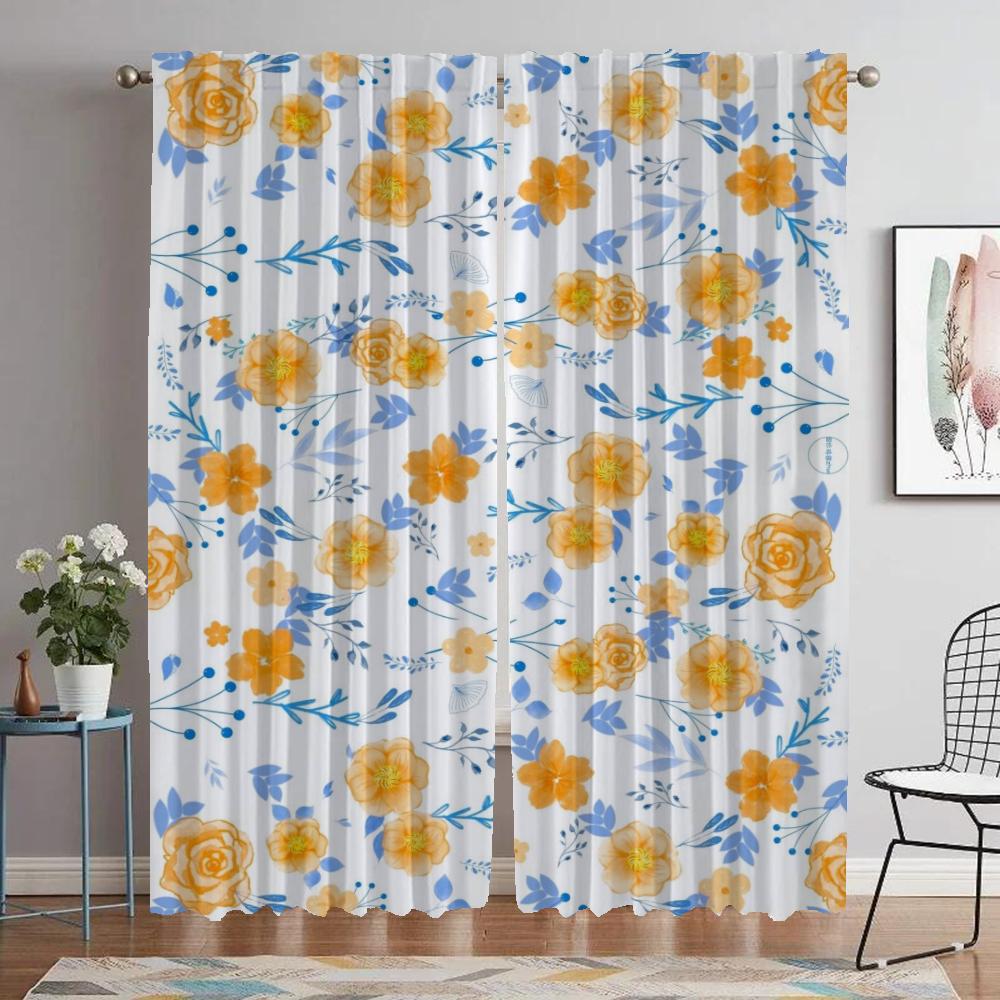 Zasłony w kwiaty Zasłona zaciemniająca do pokoju dziecięcego do pokoju 2 panele Zasłony do wnętrza domu Dekoracja na Halloween Zasłony działowe Do salonu