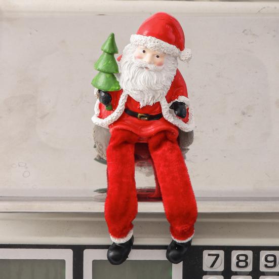 Sedící figurka Santa Clause Vánoční dekorace Ozdoba Santa Clause s dlouhýma nohama na vánoční večírek Dekorace na krb Novoroční dárek