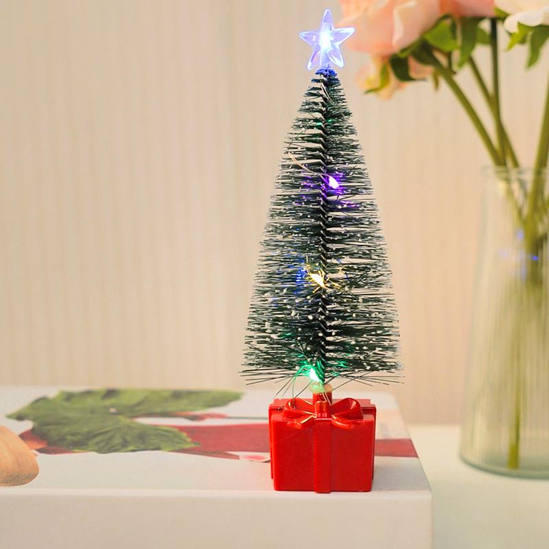 1Pc Night Light New Year Party Christmas Tree Mini Colorful Luminous Xmas Tree DIY Home Decor Candle Lamps Ornaments LED