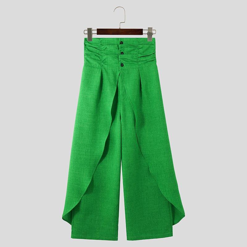 

INCERUN Мужские брюки на молнии с высокой талией и длинными слоями, повседневные M