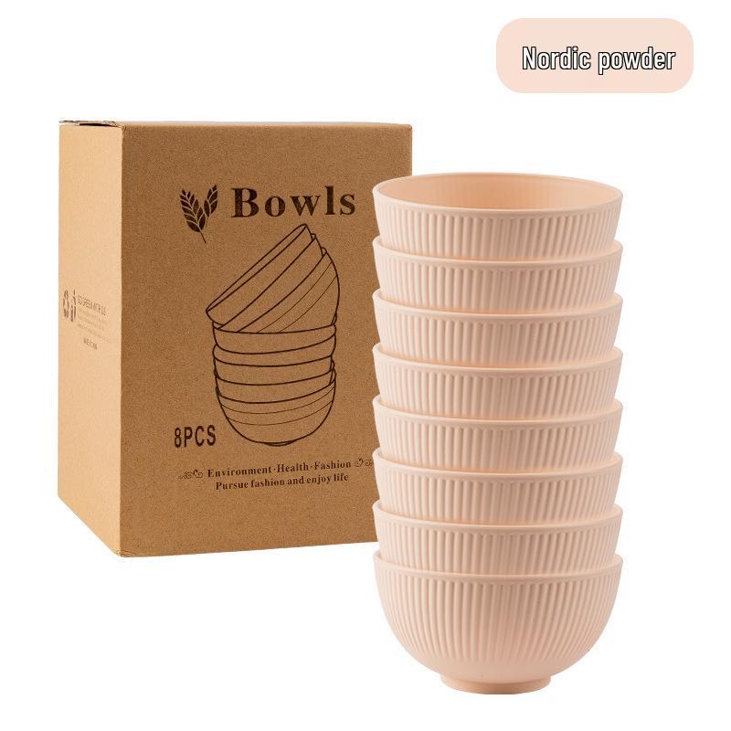 Cross-border PP Plastic Bowl Set - Multi-purpose for Dormitory: Includes Water, Fruit, Salad, Noodle, Soup, and Rice Bowls. Large Size.