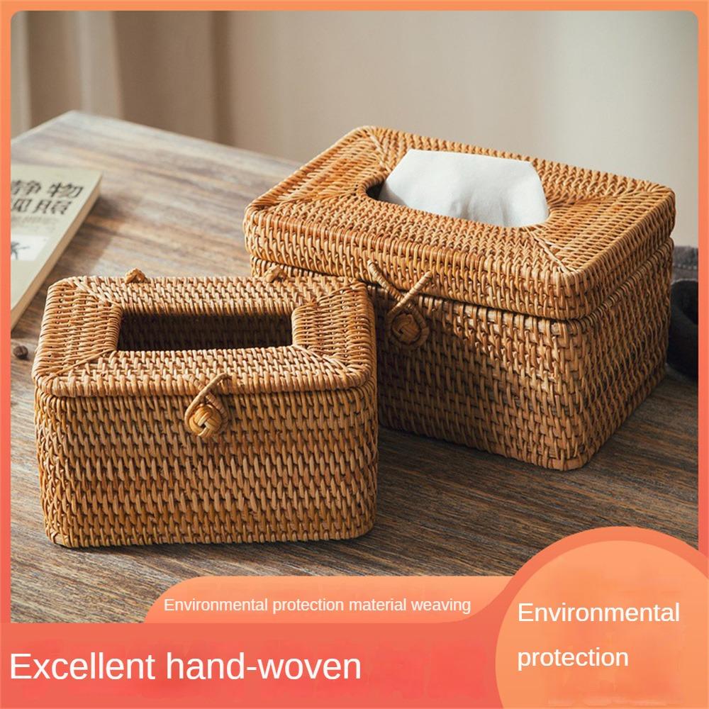 Papierständer, Rattan-Taschentuchbox, elegante Heimdekoration, handgefertigter Schreibtisch-Taschentuchbehälter, Serviettenaufbewahrungsbox