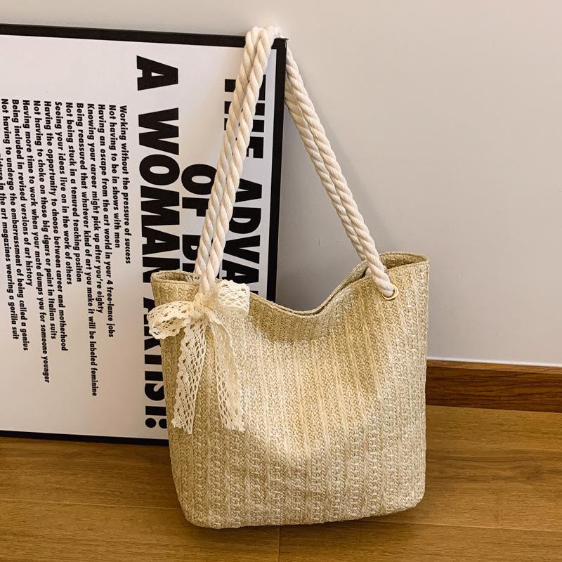 

Красивая пасторальная пляжная курортная сумка-тоут в повседневном стиле, вместительная женская сумка через плечо/подмышку хаки