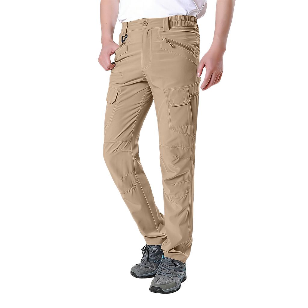 Men's Outdoor Lightweight Cargo Pants with Multi Pockets Quick Dry Fabric Straight Leg Design for Hiking Travel Work