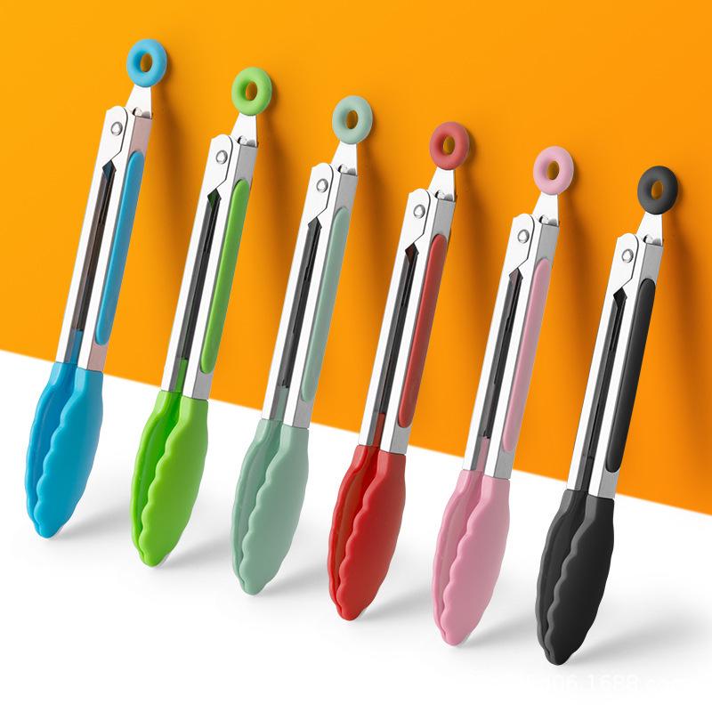 High-Temperature Resistant 430 Stainless Steel Anti-Scald BBQ Tongs for Outdoor and Kitchen Use