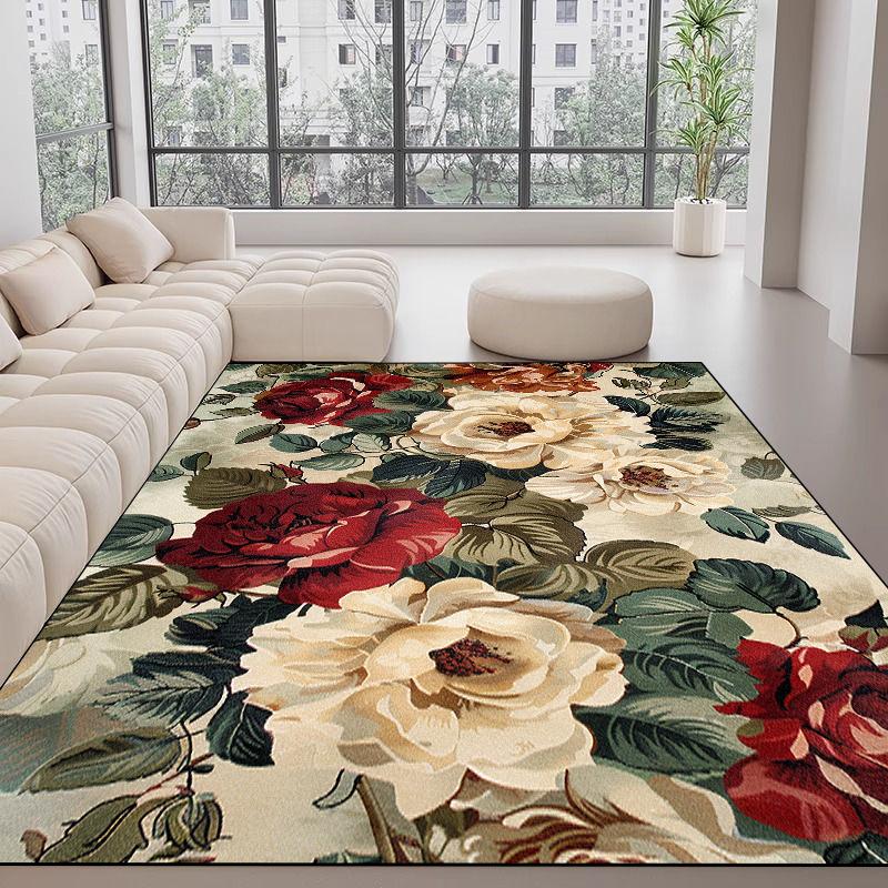 Tappeti Stile Europeo Lusso Leggero Decorazione Soggiorno Tappeto Floreale Area Divano Salotto Tappetino Pavimento Camera da Letto Cabina Armadio Tappeto Morbido