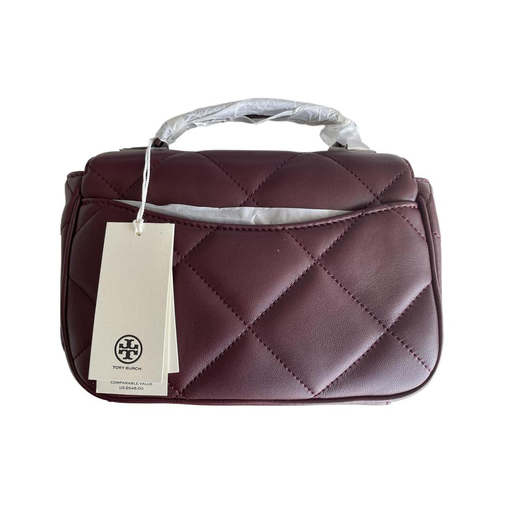 Tory Burch Willa Quilted Chain Caviar Lambskin Shoulder Crossbody Handbag Women Handbags Burgundy 139287-639
