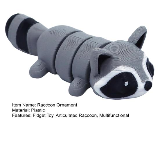 3D Printed Raccoon Ornament Flexible Articulated Raccoon Toy Mini Raccoon in Trash Can for Animal Collectors Kids Gift
