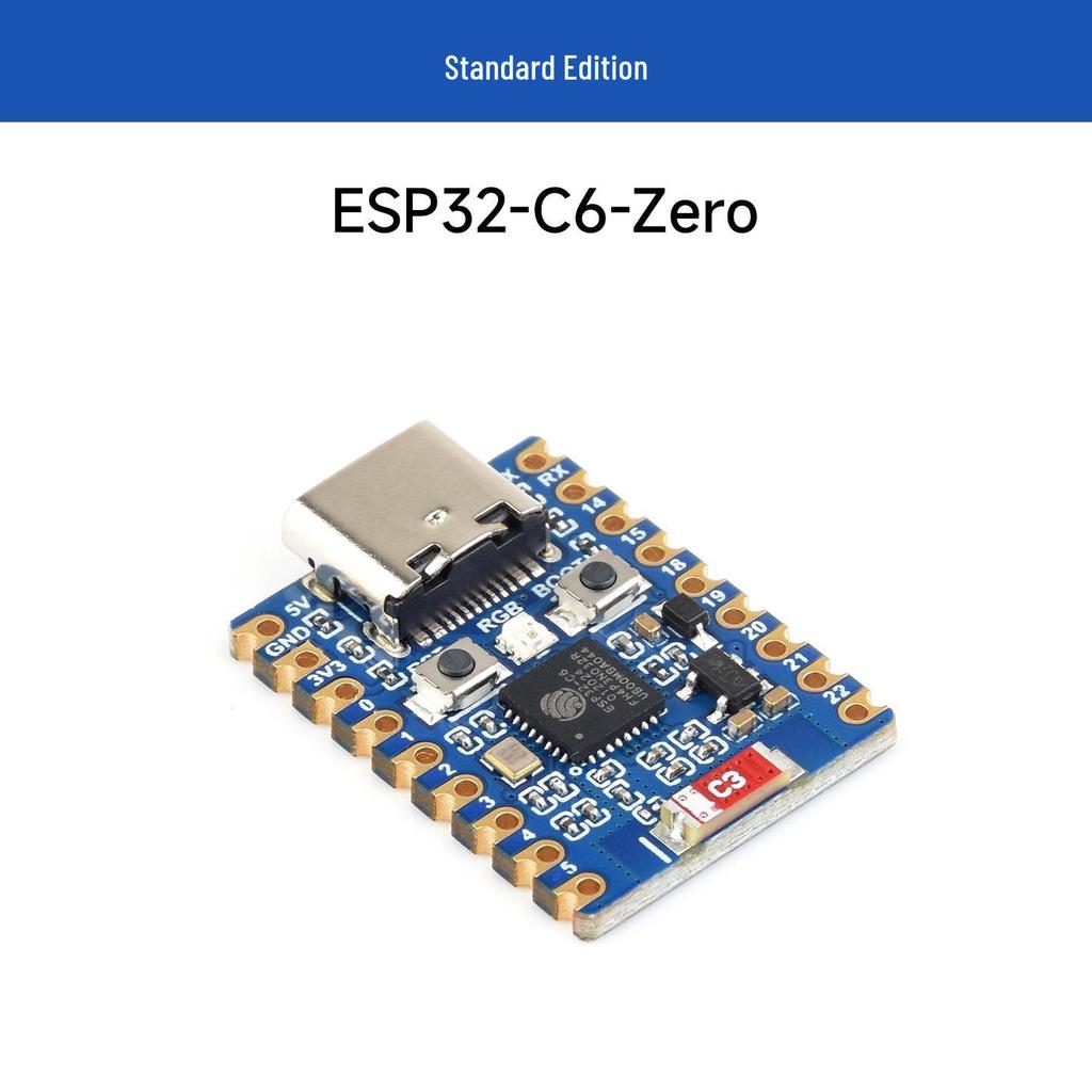 ESP32-C6 Mini WiFi 6 Dev Board with Dual Processor & Optional Bluetooth 5, Yellow Pin Headers Soldering Available