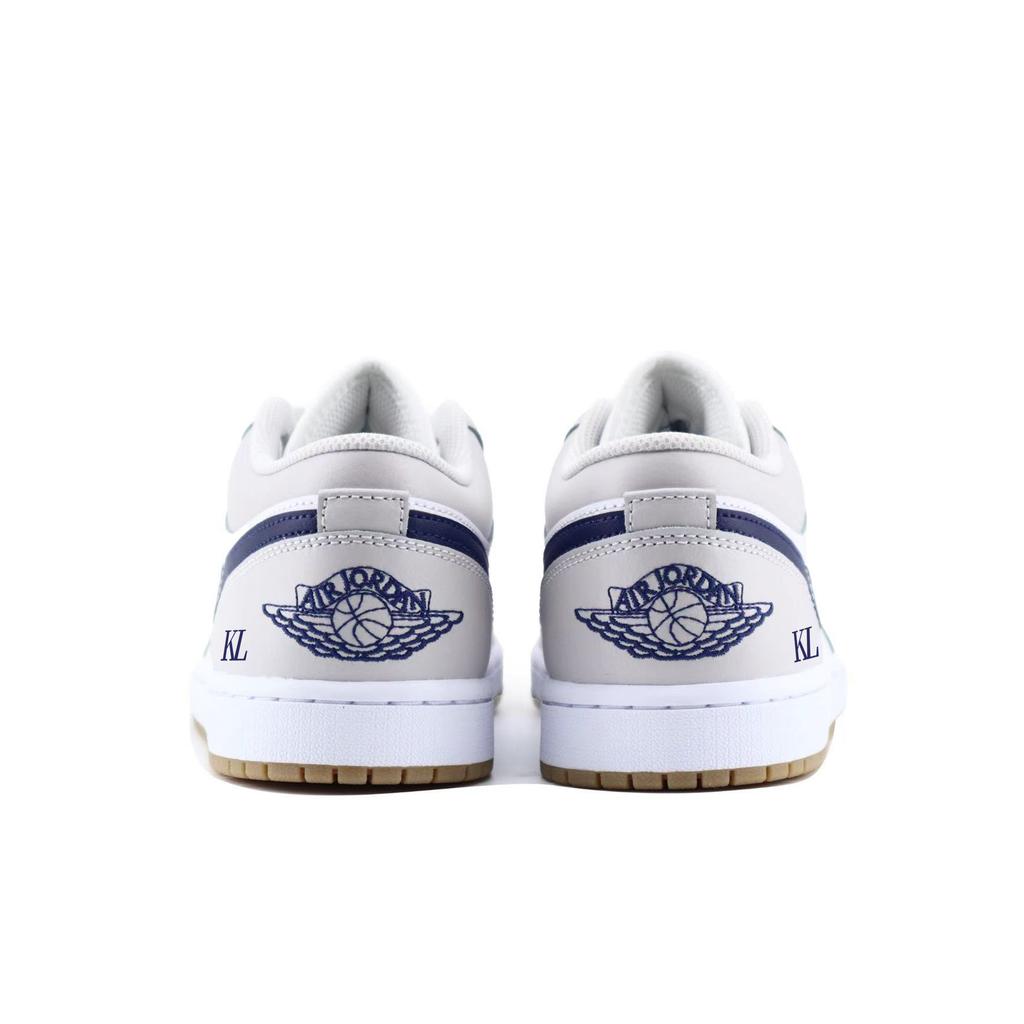 Jordan Air Jordan 1 Ammortizzazione Antiscivolo Basse Vintage Scarpe da Pallacanestro Unisex Grigio Bianco 553558-146(Team676-)