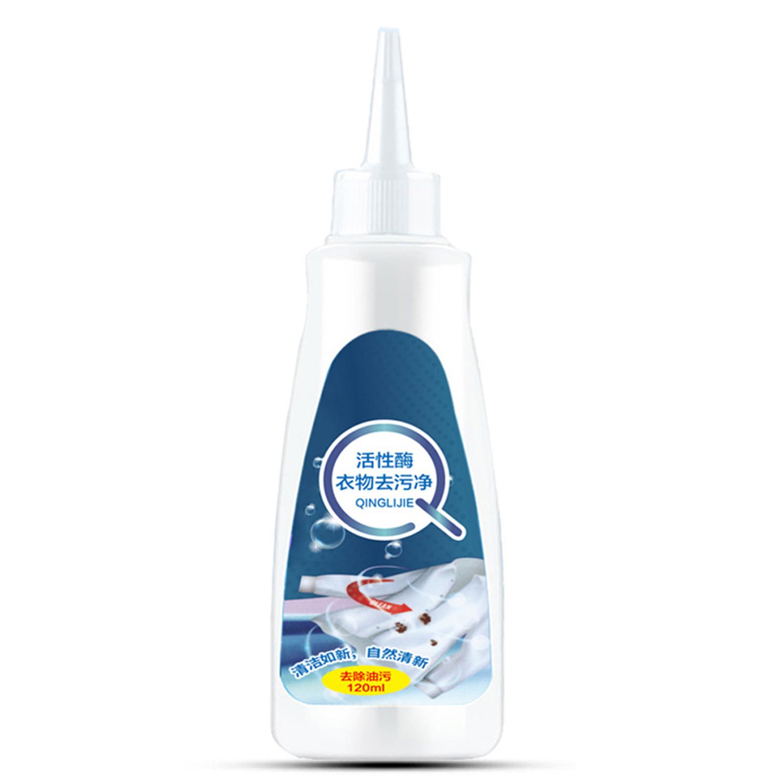 

Active Enzyme Clothing Stain Stain Remover 120ml Portable Dissolve Oil Stains Strong Stain Removers For Down Jacket T-Shirt White Bottle