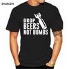 Drop beers not bombs men cotton tshirt summer brand teeshirt euro size
