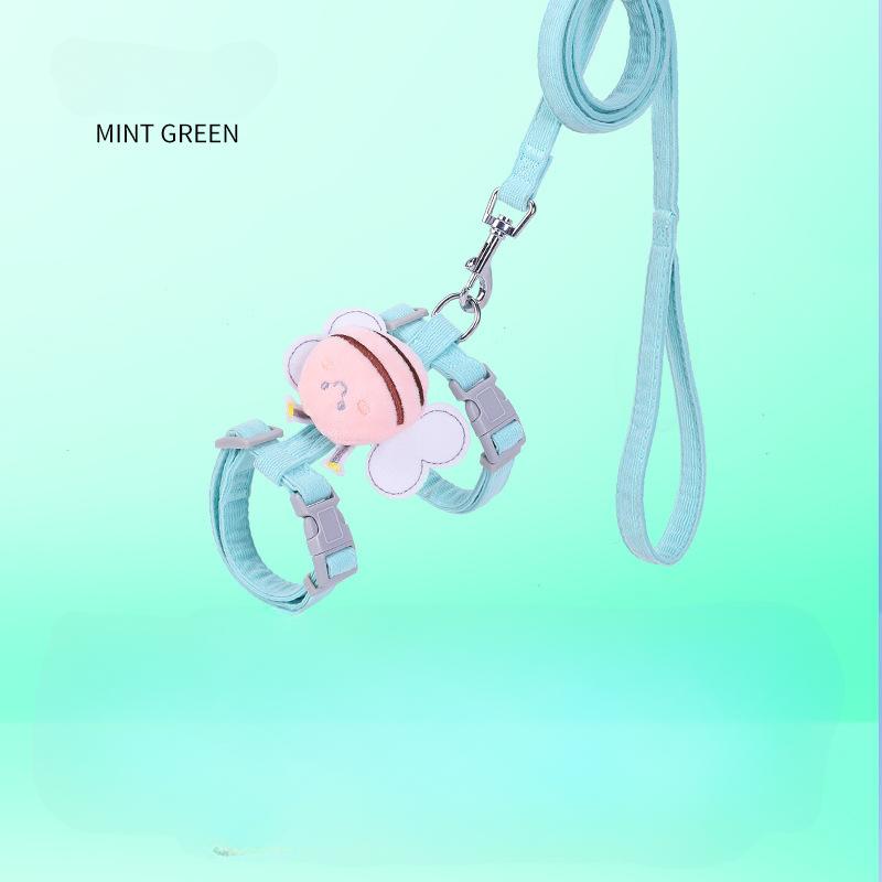 

Маленький поводок-рулетка «Пчела» для улицы, Нескользящий регулируемый питомец H-образной формы, Кот, Маленькая собака, Универсальный S зелёный