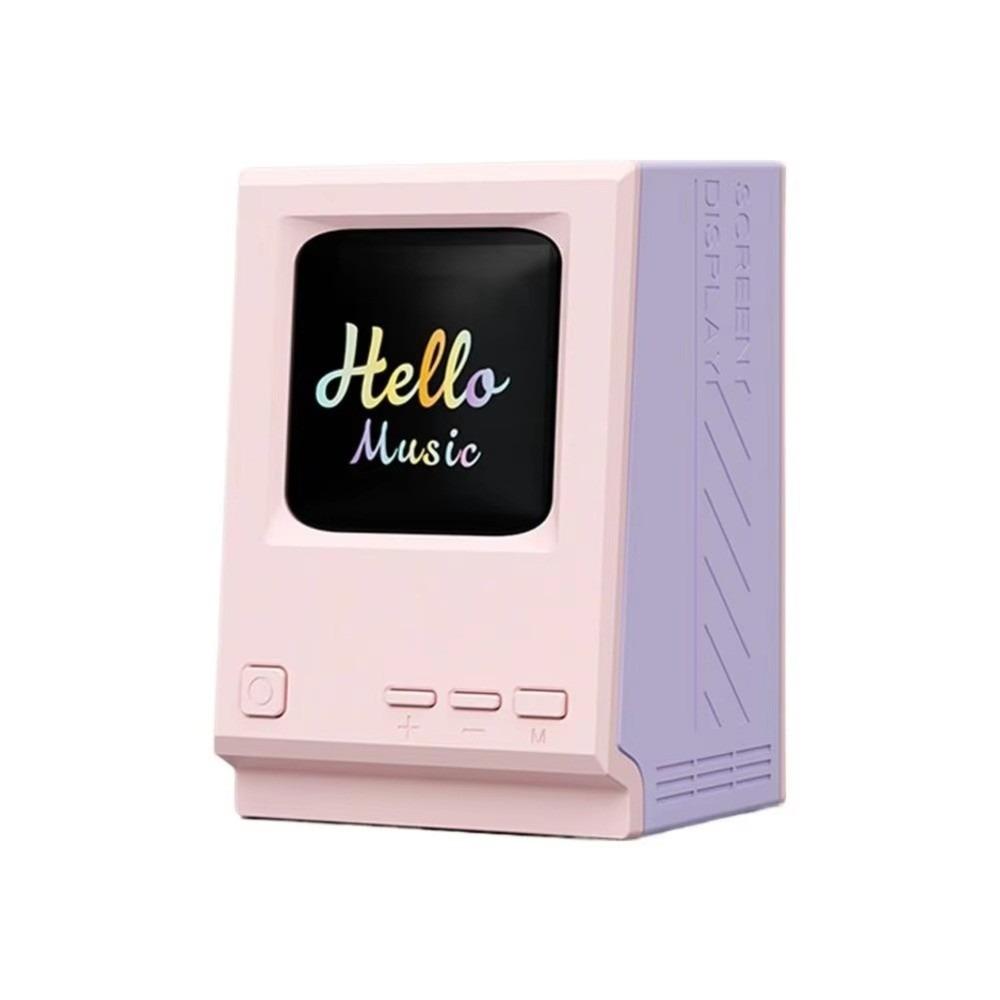 New Retro Computer Lyrics Speaker Clock Mini Computer-Inspired Desktop Digital Clock Desk Decoration Portable Speaker