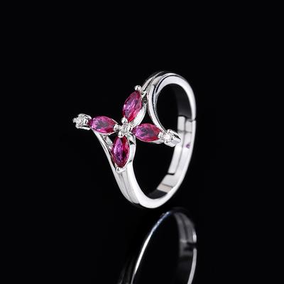 Red Corundum Ring, Premium Banquet Ring, Temperament, Flower Opening Ring, Valentine'S Day Gift.